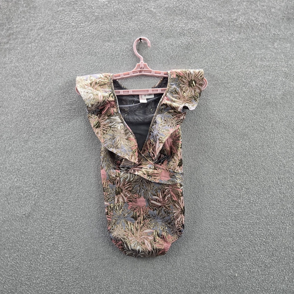 Victoria's Secret Women Sleepwear XS Pink Dream Angels Bodysuit Ruffle Metallic